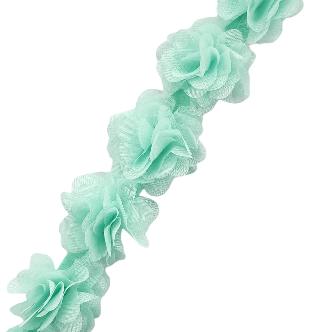 TRIMMINGS HABBY Aqua 3D Floral Trimming FT25 (7670625370201)