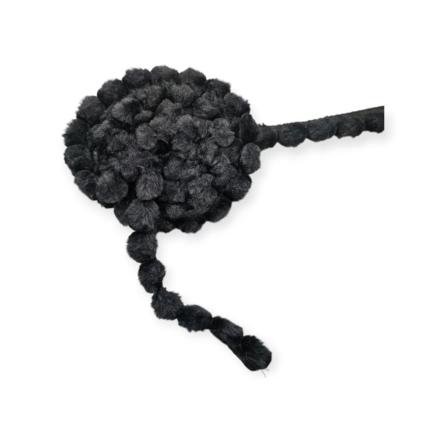 TRIMMINGS Habby Black Rubbing Fur Pom Pom (7798868869209)