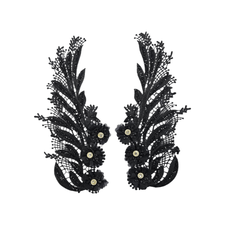 TRIMMINGS Habby Black Trim Pairs 15cm (7914166222937)