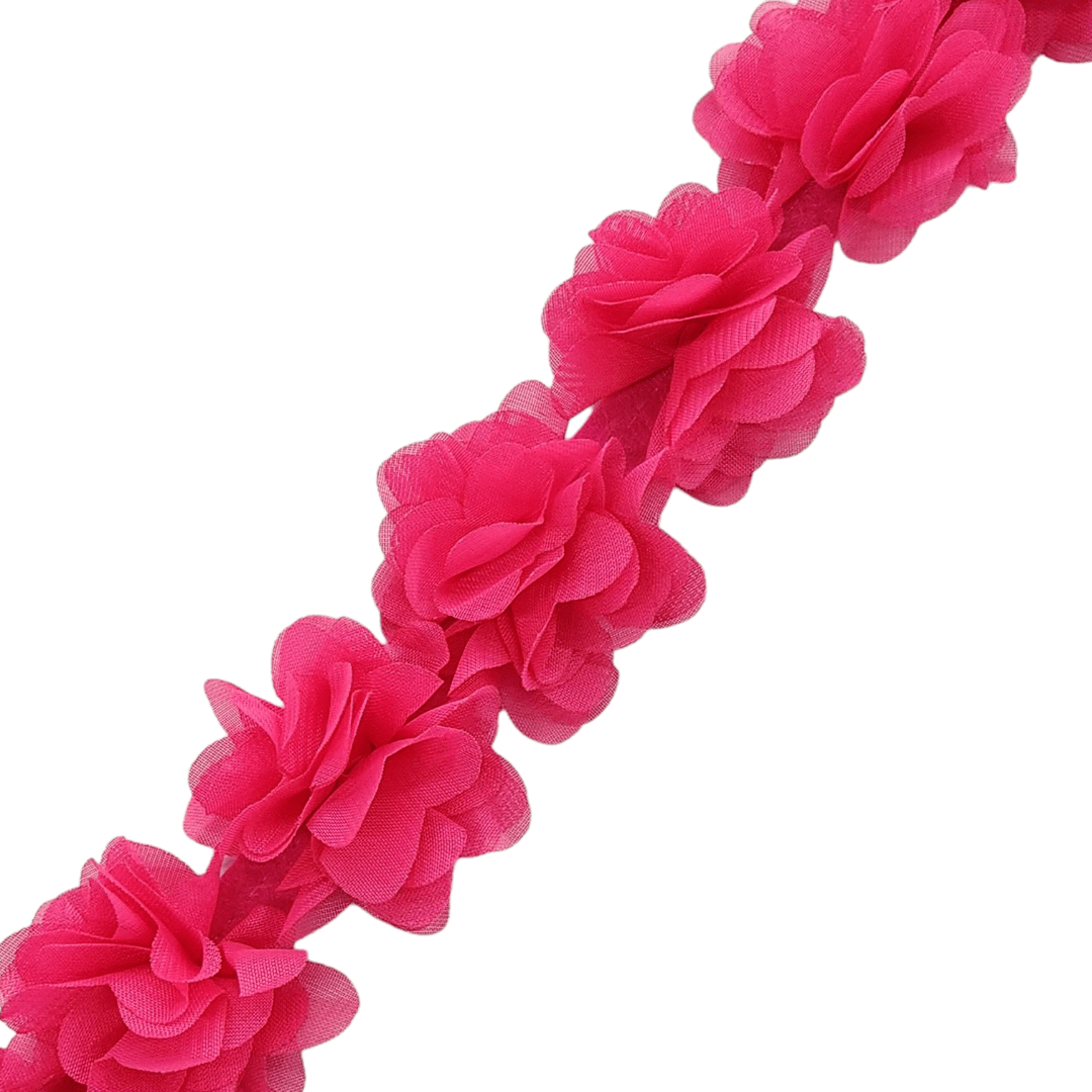TRIMMINGS HABBY Cerise 3D Floral Trimming FT25 (7670625370201)