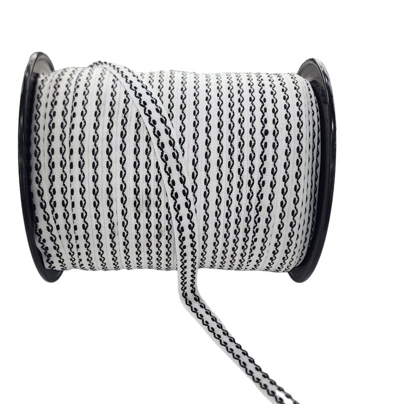 TRIMMINGS HABBY DSN1 Pondo Tape Black & White (7764515029081)