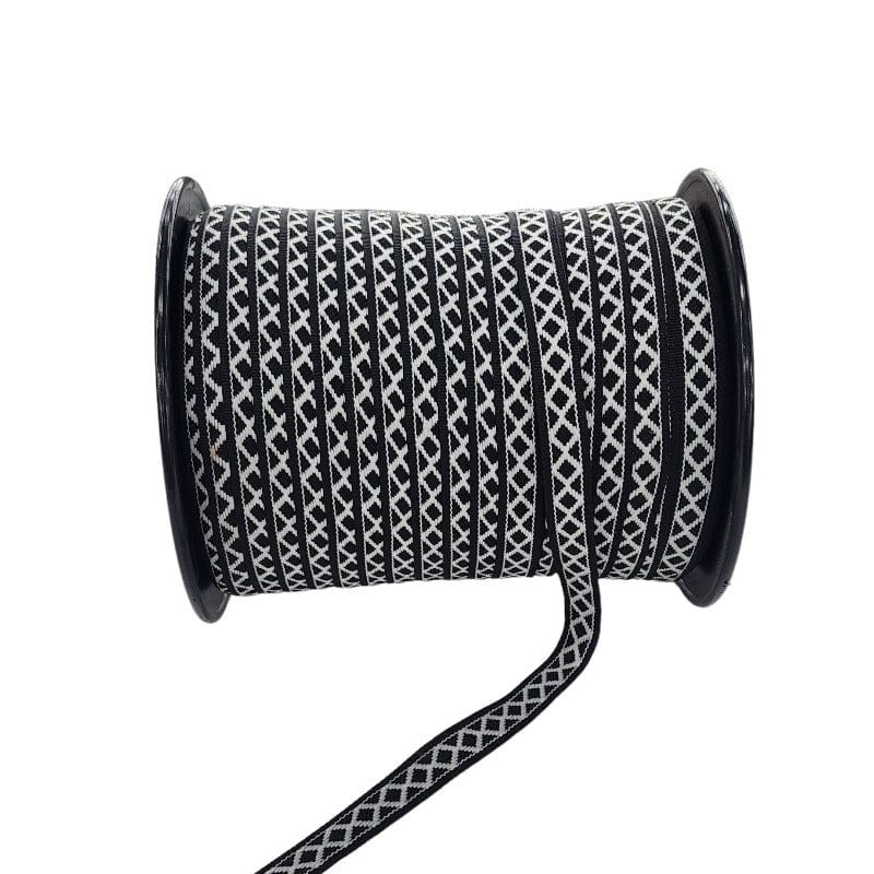 TRIMMINGS HABBY DSN2 Pondo Tape Black & White (7764515029081)