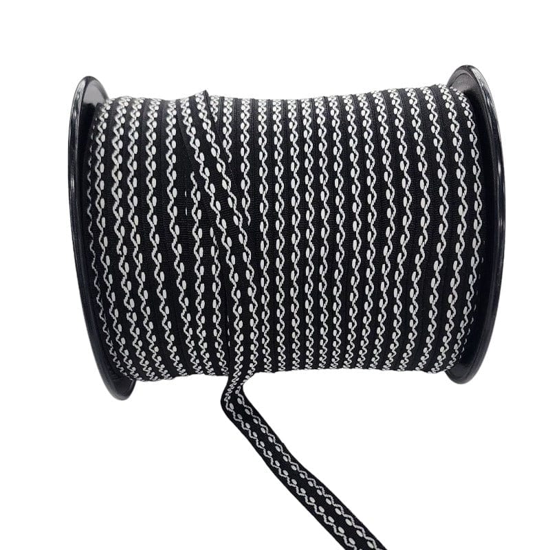 TRIMMINGS HABBY DSN3 Pondo Tape Black & White (7764515029081)