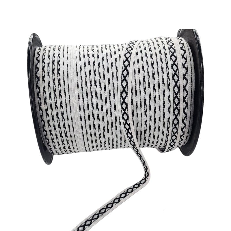 TRIMMINGS HABBY DSN4 Pondo Tape Black & White (7764515029081)