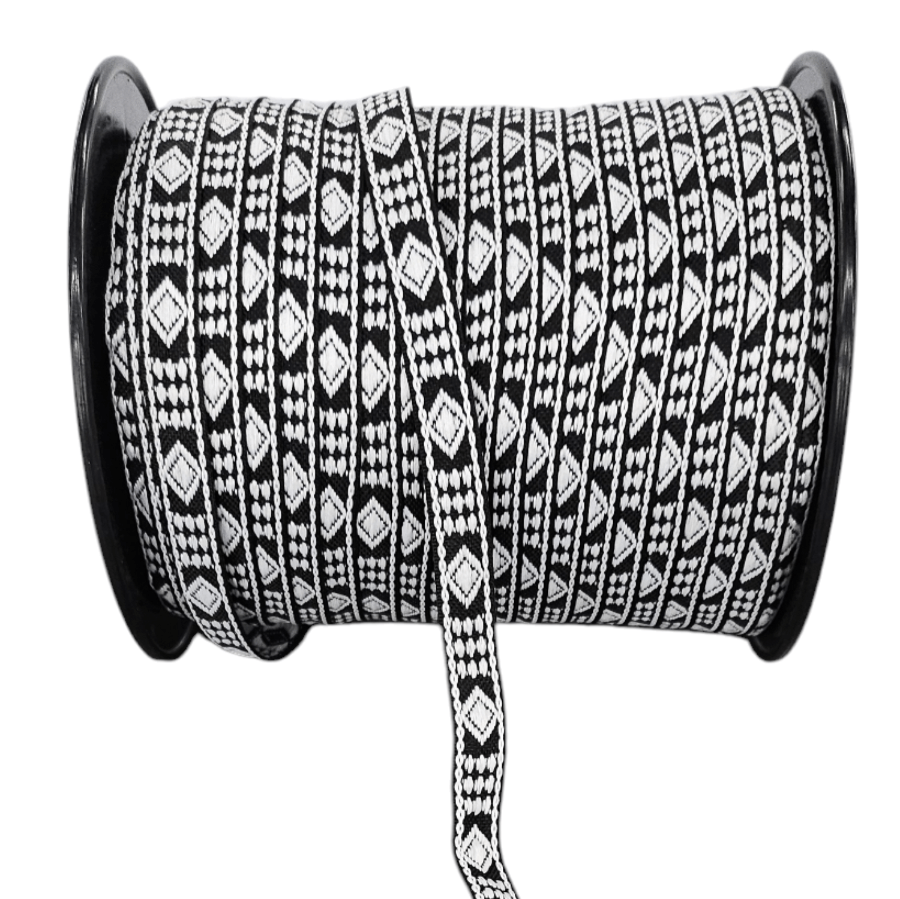 TRIMMINGS HABBY DSN6 Pondo Tape Black & White (7764515029081)