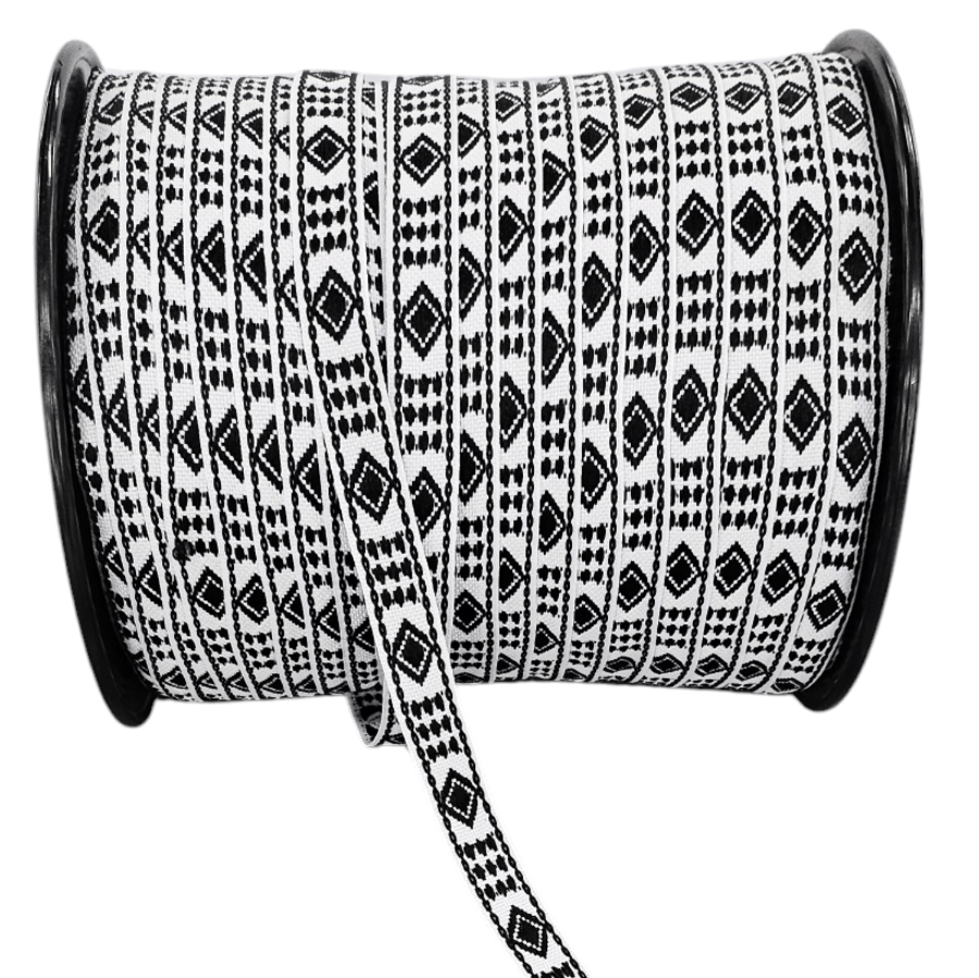 TRIMMINGS HABBY DSN7 Pondo Tape Black & White (7764515029081)