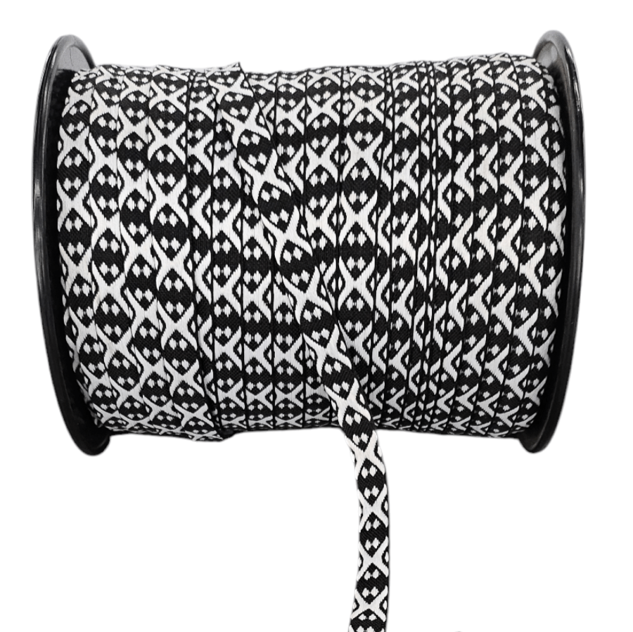 TRIMMINGS HABBY DSN8 Pondo Tape Black & White (7764515029081)