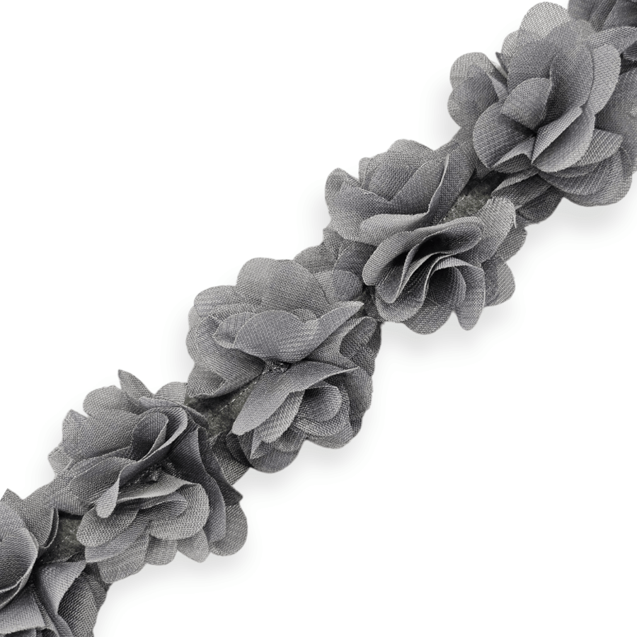 TRIMMINGS HABBY Grey 3D Floral Trimming FT25 (7670625370201)
