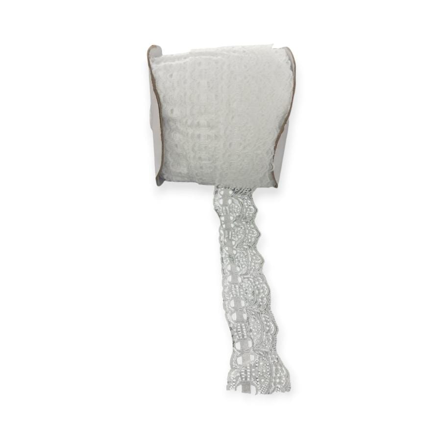 TRIMMINGS HABBY L1495 Nylon Lace White (7764530856025)