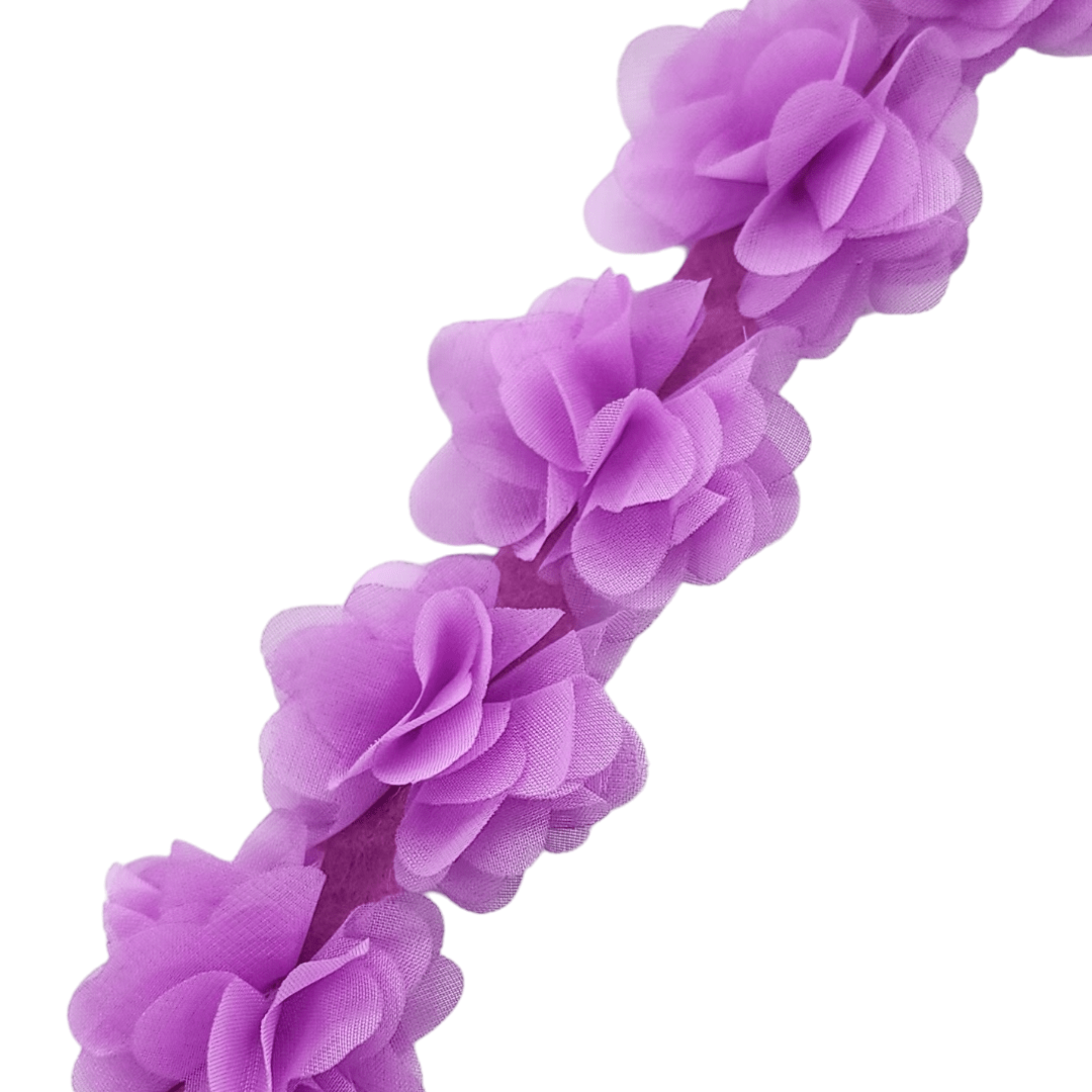 TRIMMINGS HABBY Lilac 3D Floral Trimming FT25 (7670625370201)