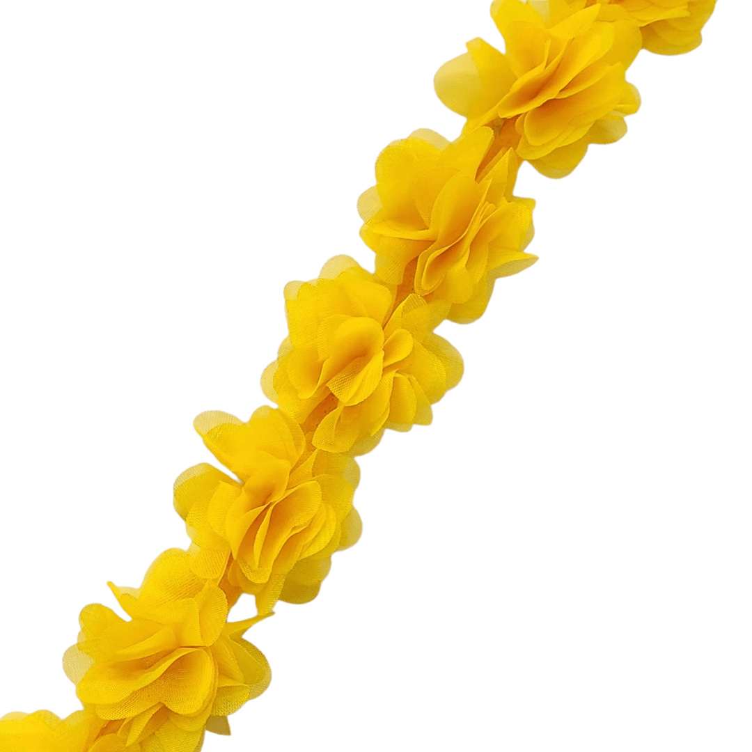 TRIMMINGS HABBY Mustard 3D Floral Trimming FT25 (7670625370201)