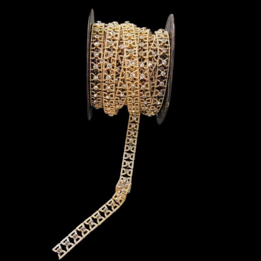 TRIMMINGS Habby Plastic Diamond Hour Glass Gold Trimming (7880803123289)