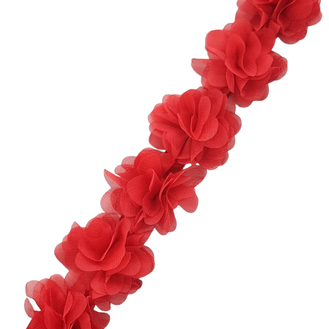 TRIMMINGS HABBY Red 3D Floral Trimming FT25 (7670625370201)