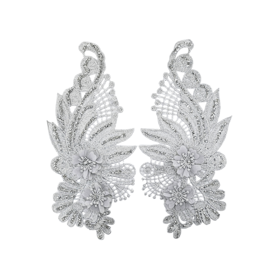 TRIMMINGS Habby Silver Trim Pairs 15cm (7914239754329)