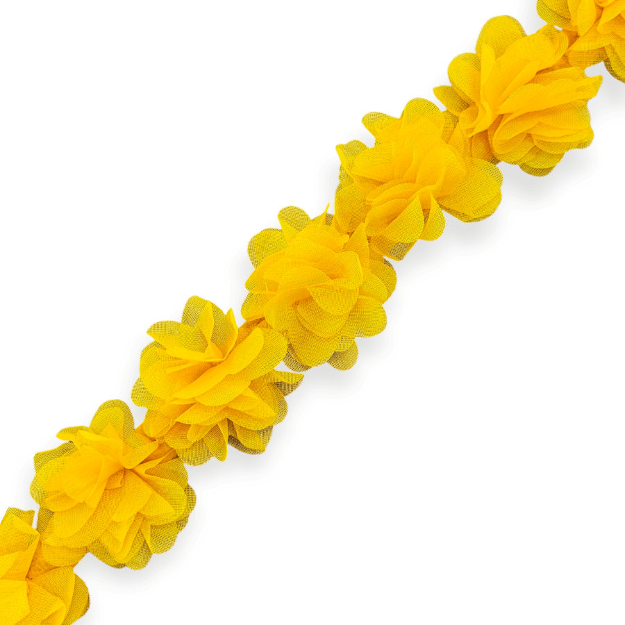 TRIMMINGS HABBY Yellow 3D Floral Trimming FT25 (7670625370201)