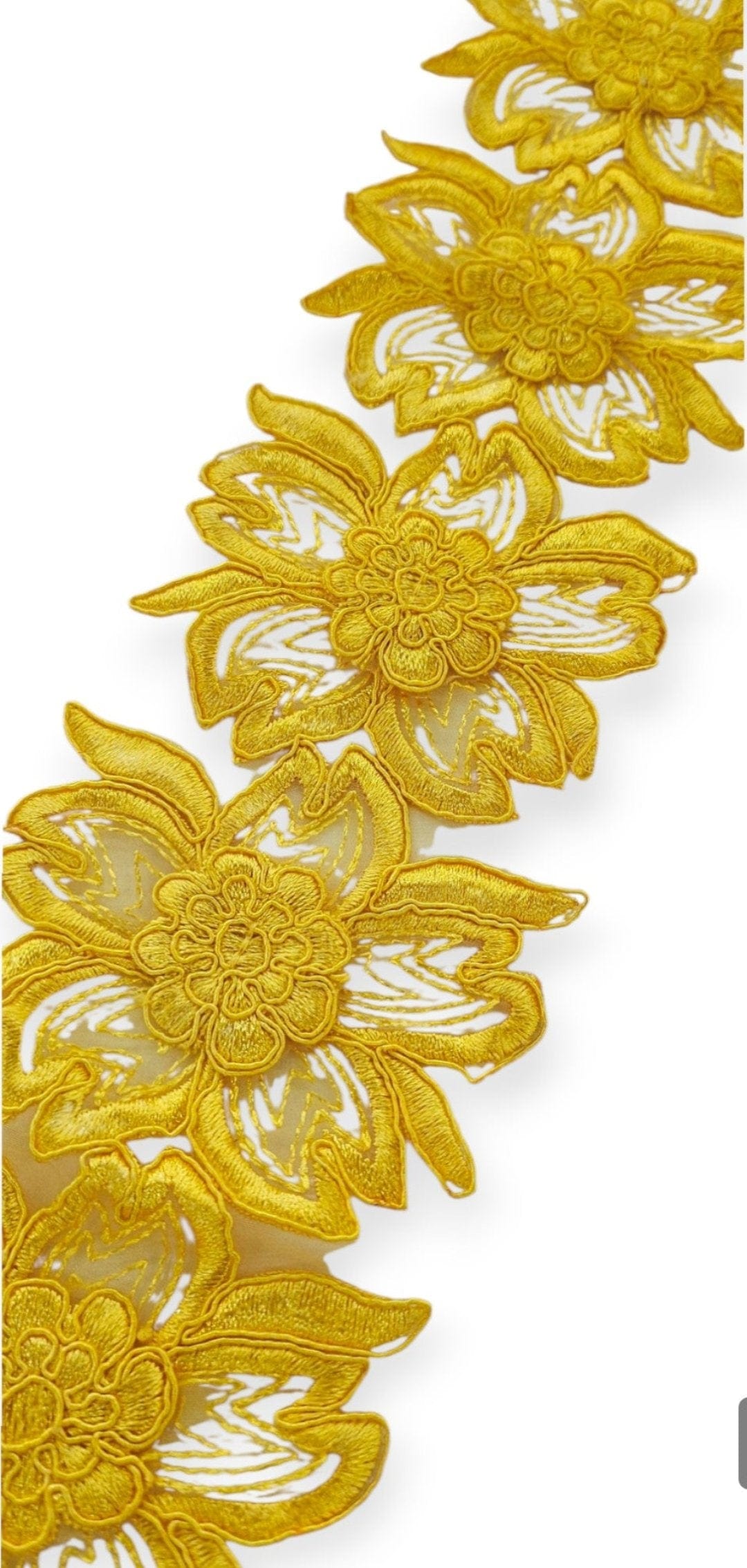 TRIMMINGS HABBY Yellow Floral Trimming BL3 (7670625501273)