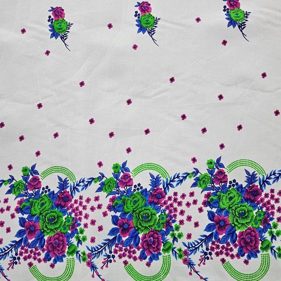 TSONGA Dress Fabrics White Cotton Basket Fabric Tsonga Print  115 cm (7697862426713)
