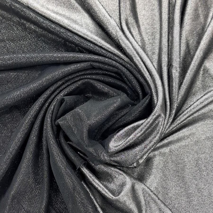 TULLE Dress Fabrics Black Silver Tulle With Foil 150cm