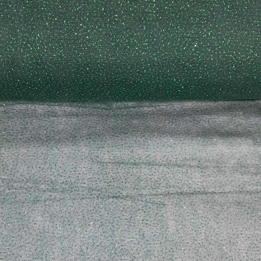 TULLE Dress Fabrics Bottle Green Glitter Tulle Fabric 150cm (7697516494937)