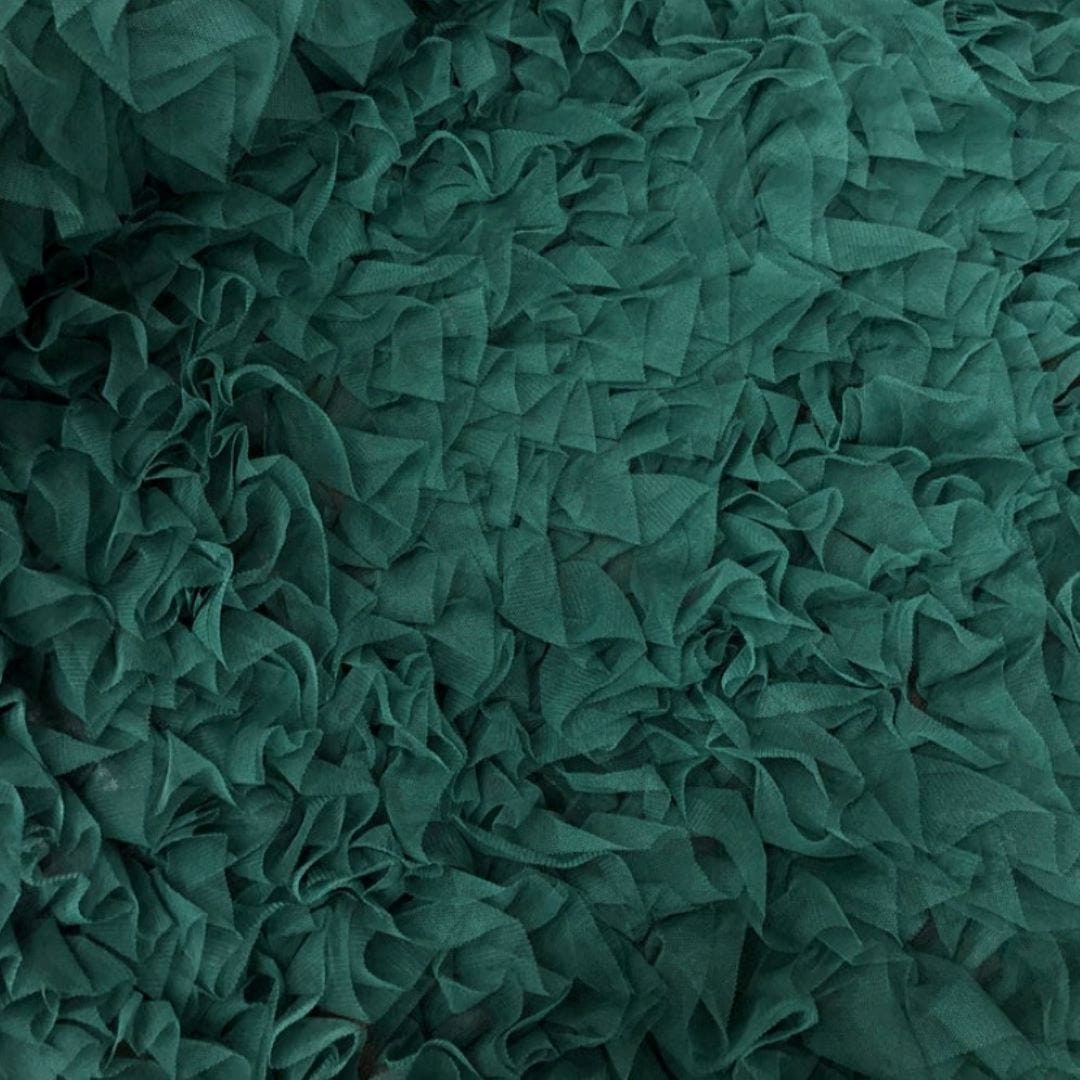 TULLE Dress Fabrics Bottle Green Ruffled Tulle Fabric 140cm (7287417372761)