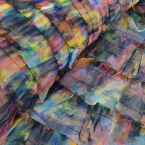 TULLE Dress Fabrics Fringed Tulle Tie Dye Fabric Multi 150cm (7306422190169)