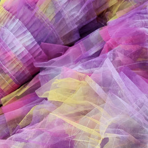 TULLE Dress Fabrics Fringed Tulle Tie Dye Fabric Pink 150cm (7306424680537)