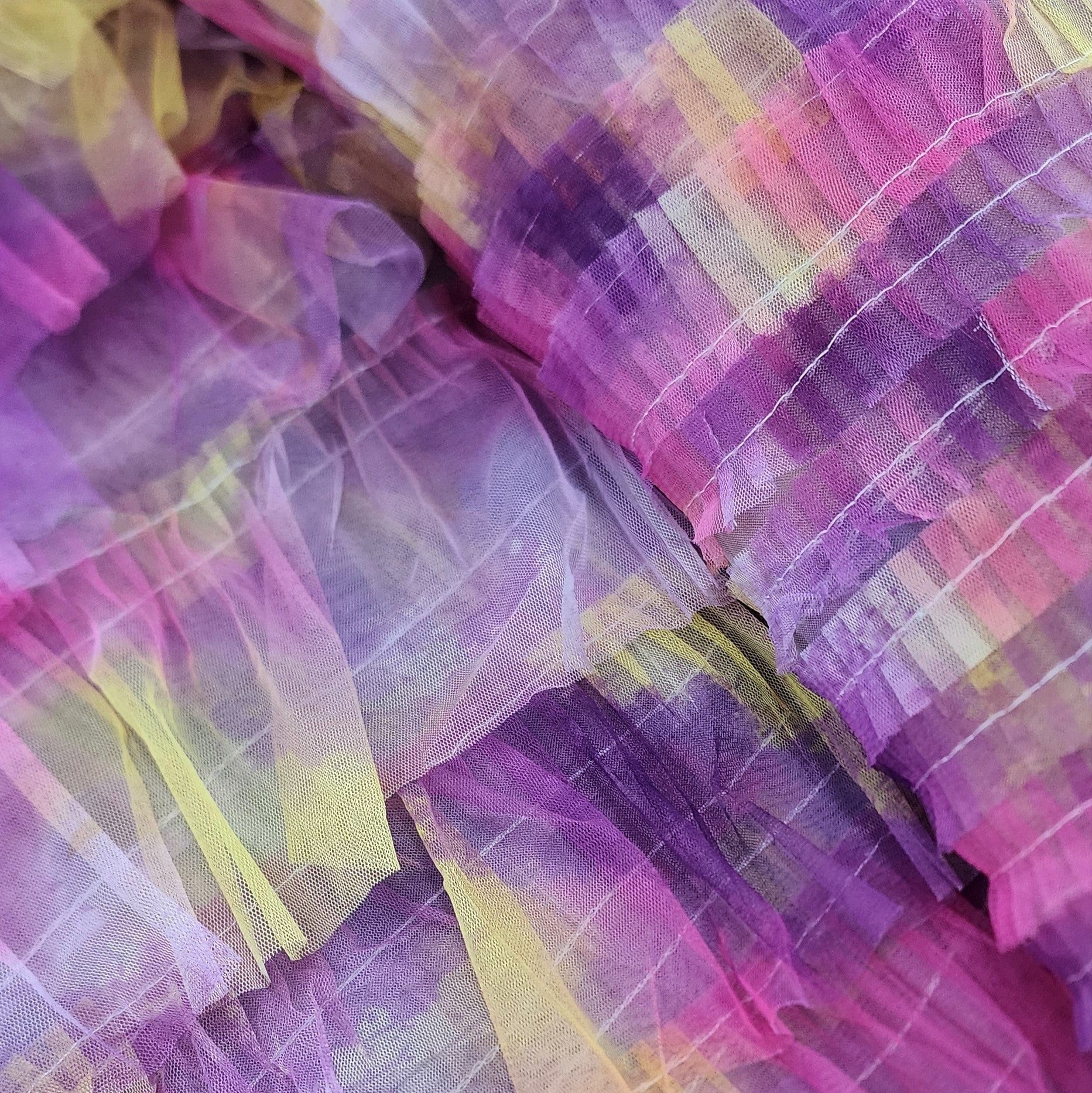 TULLE Dress Fabrics Fringed Tulle Tie Dye Fabric Pink 150cm (7306424680537)