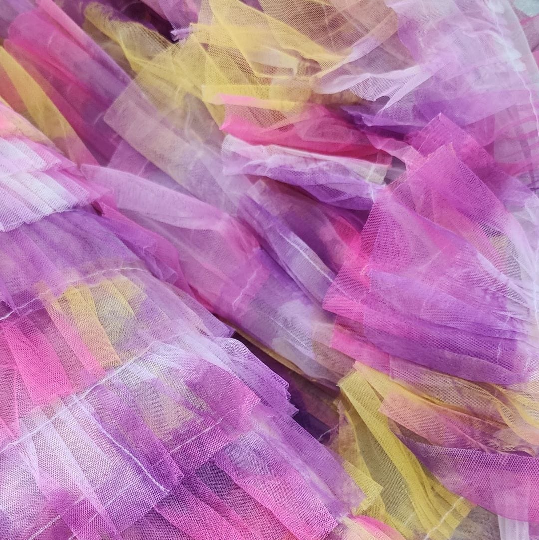 TULLE Dress Fabrics Fringed Tulle Tie Dye Fabric Pink 150cm (7306424680537)