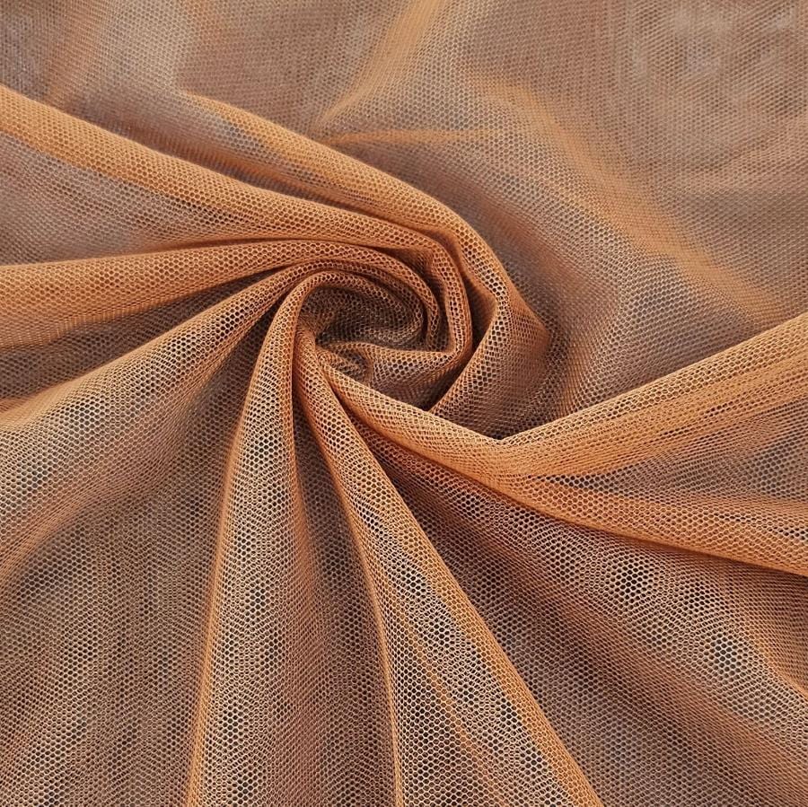 TULLE Dress Fabrics Leather Brown Soft Tulle Fabric 150 cm (6561918976089)