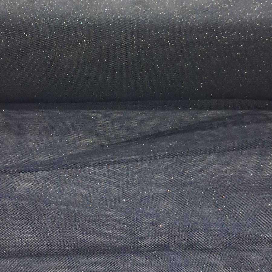 TULLE Dress Fabrics Navy Glitter Tulle Fabric 150cm (7697516494937)