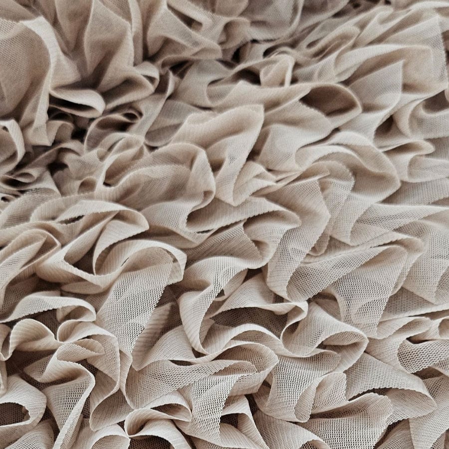 TULLE Dress Fabrics Nude Ruffled Tulle Fabric 140 cm