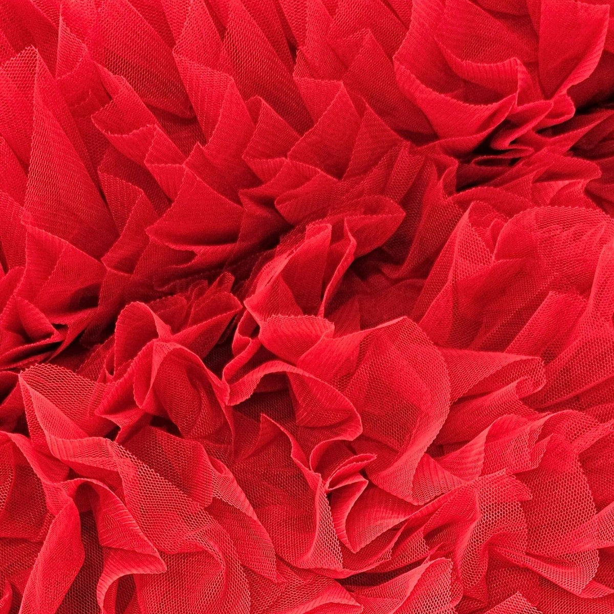 TULLE Dress Fabrics Red Ruffled Tulle Fabric 140 cm