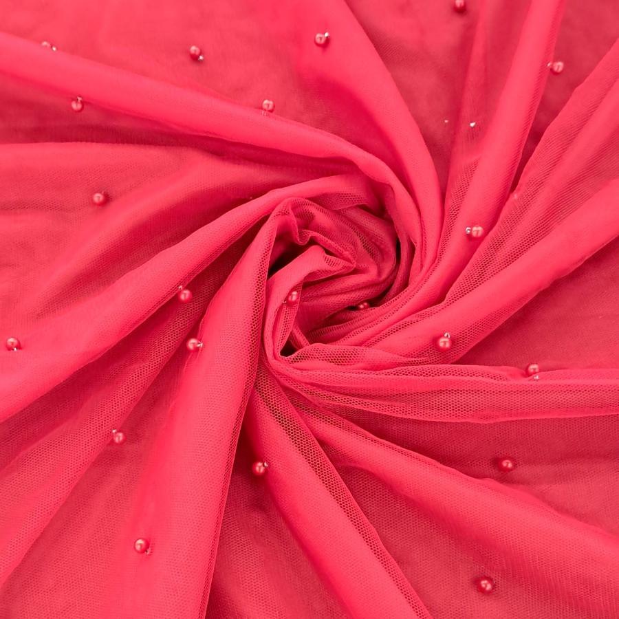 TULLE Dress Fabrics Red Tulle Beads 150cm (7813670043737)