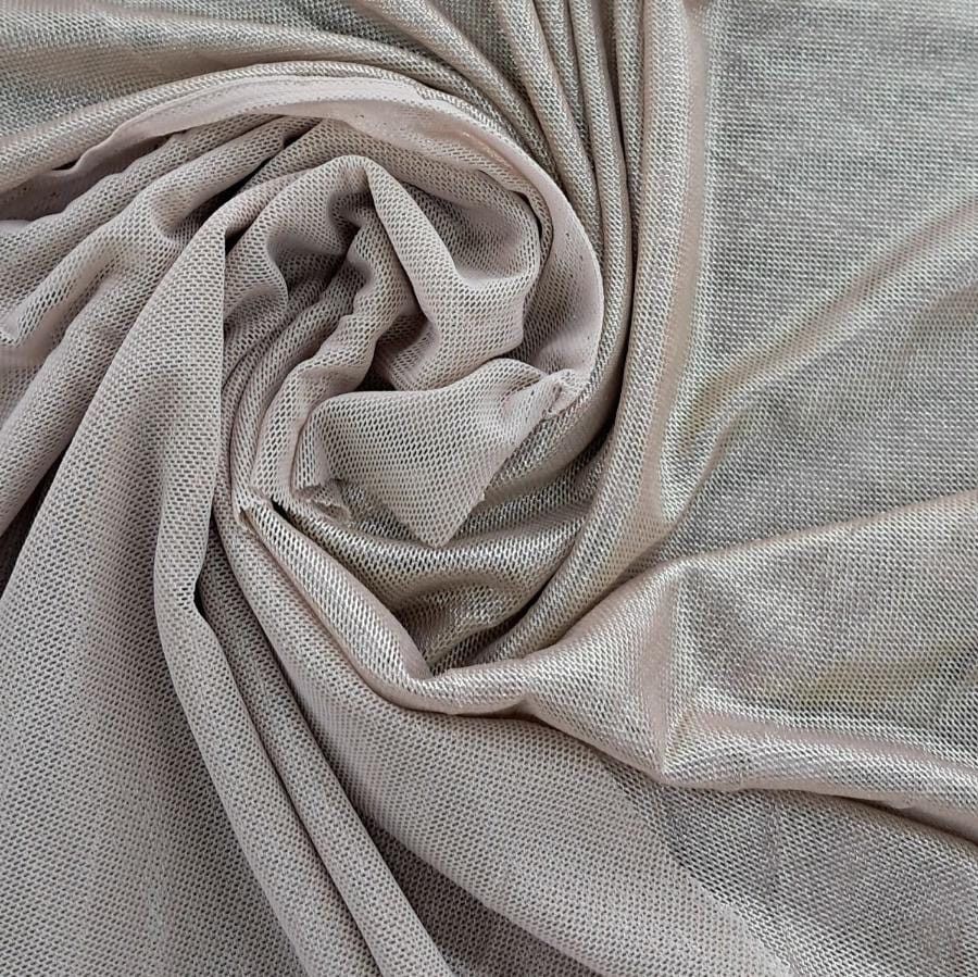 TULLE Dress Fabrics Toasted Almond Tulle With Foil 150cm