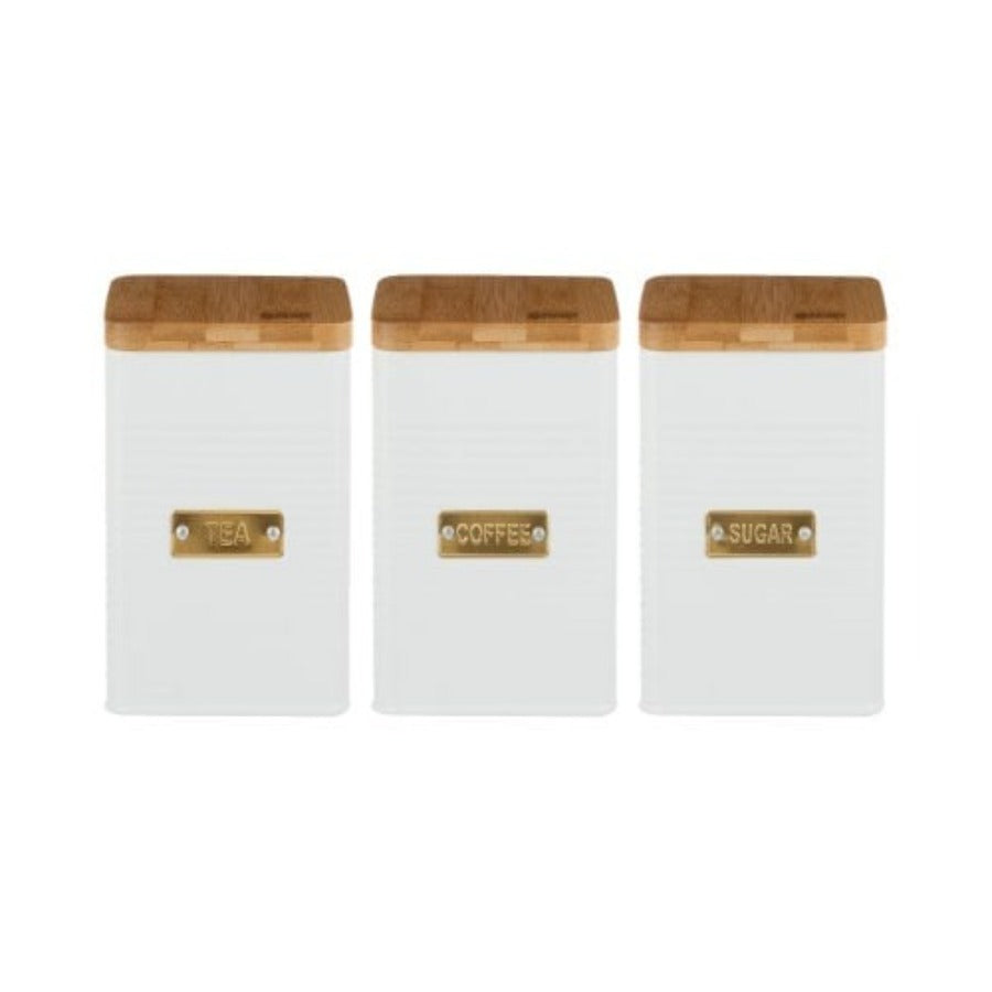Typhoon CANISTER Typhoon Otto Square White Set Of 3 Tea, Coffee, Sugar (7401216049241)