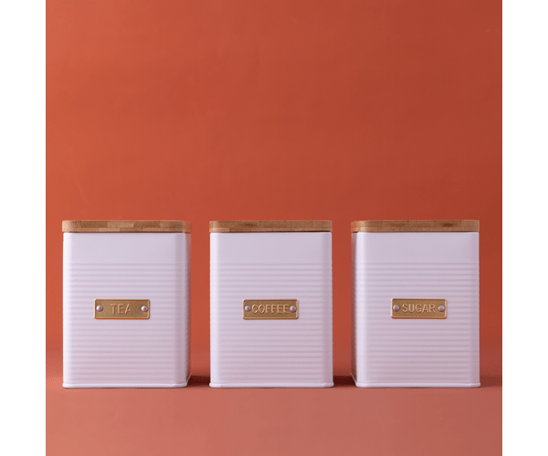 Typhoon CANISTER Typhoon Otto Square White Set Of 3 Tea, Coffee, Sugar (7401216049241)
