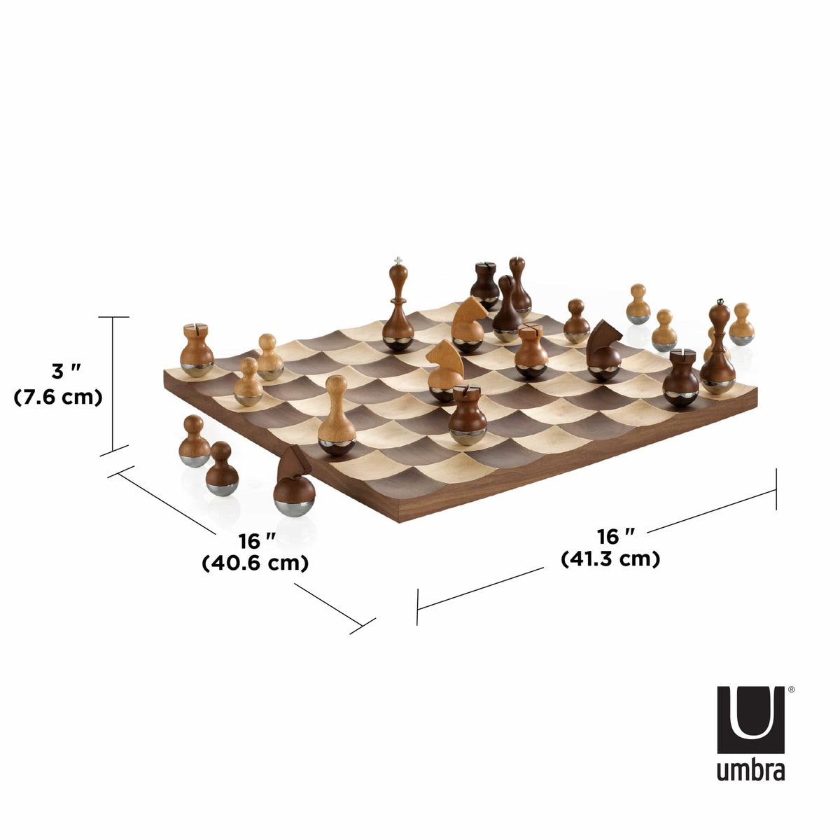 Umbra Chess Game Umbra Wobble Chess Set Walnut UMB377601656 (7398849183833)