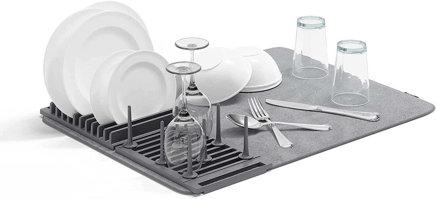 Umbra DISH RACK Umbra Udry Peg Drying Rack with Mat Charcoal UMB1018697149 (7399202488409)
