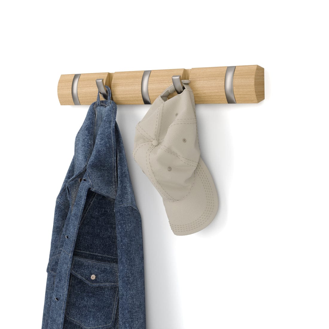 Umbra Flip Hook Umbra Flip Mounted Coat Rack 5 Wall Hook Natural-Nickel UMB318850390