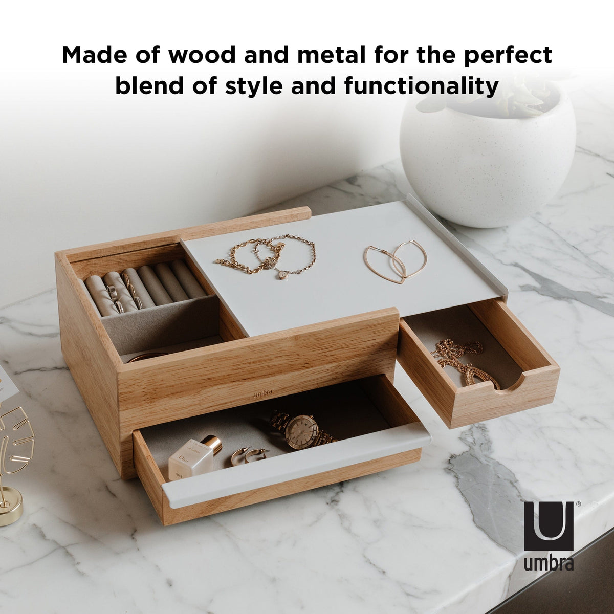 Umbra Flip Hook Umbra Stowit Jewelry Box White And Natural UMB290245668 (7398860980313)