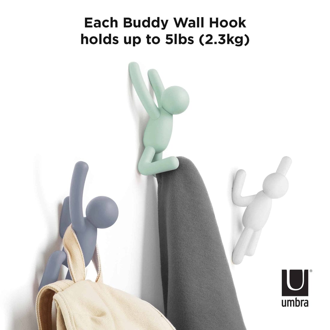 Umbra Paper Holder Umbra Buddy Hooks Multicolored Lite Set of 3 UMB318165370