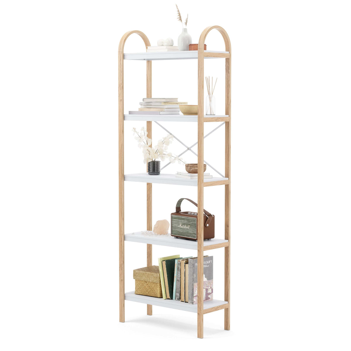 Umbra SERVING TRAY Umbra Bellwood Freestand Shelf 5 Tier White & Natural UMB1016840668 (7398844334169)