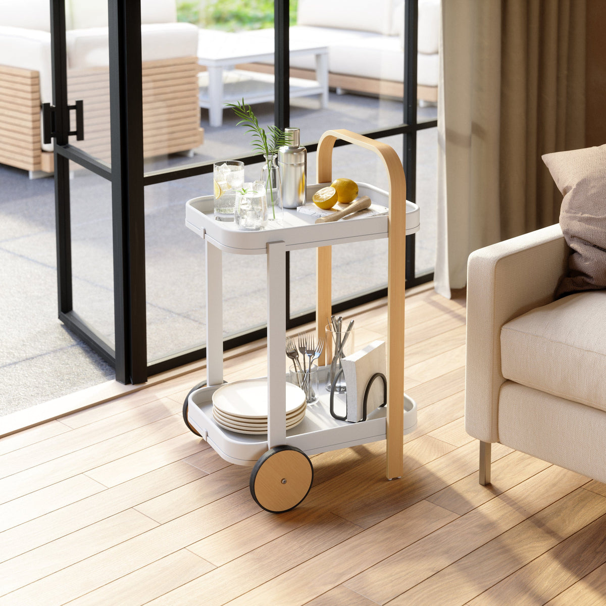 Umbra SERVING TRAY Umbra Bellwood Serving Cart White & Natural UMB1015392668 (7398676627545)