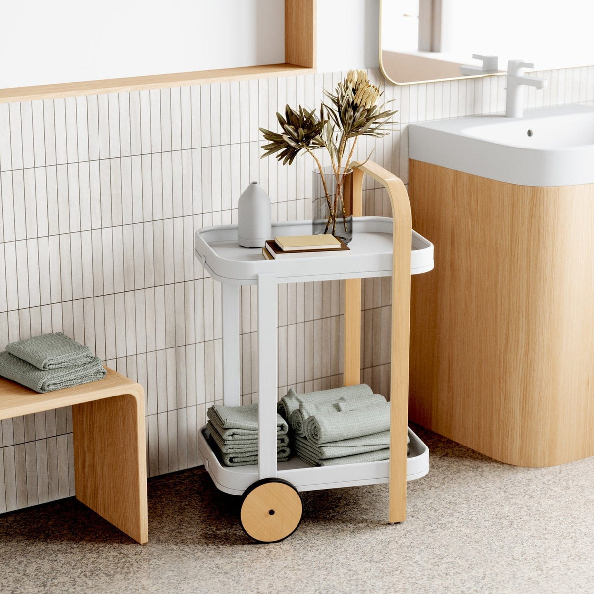 Umbra SERVING TRAY Umbra Bellwood Serving Cart White & Natural UMB1015392668 (7398676627545)