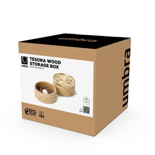 Umbra Storage Box Umbra Tesora Wood Storage Box Natural & Brass UMB10213981291