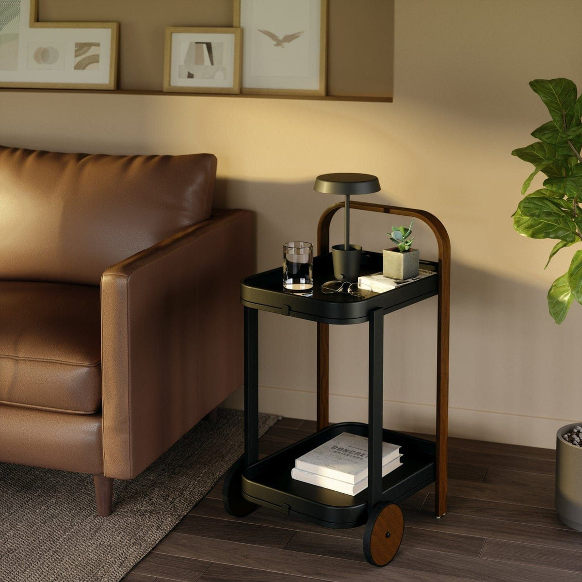 Umbra Tray Bamboo Umbra Bellwood Serving Cart Black & Walnut UMB1015392048