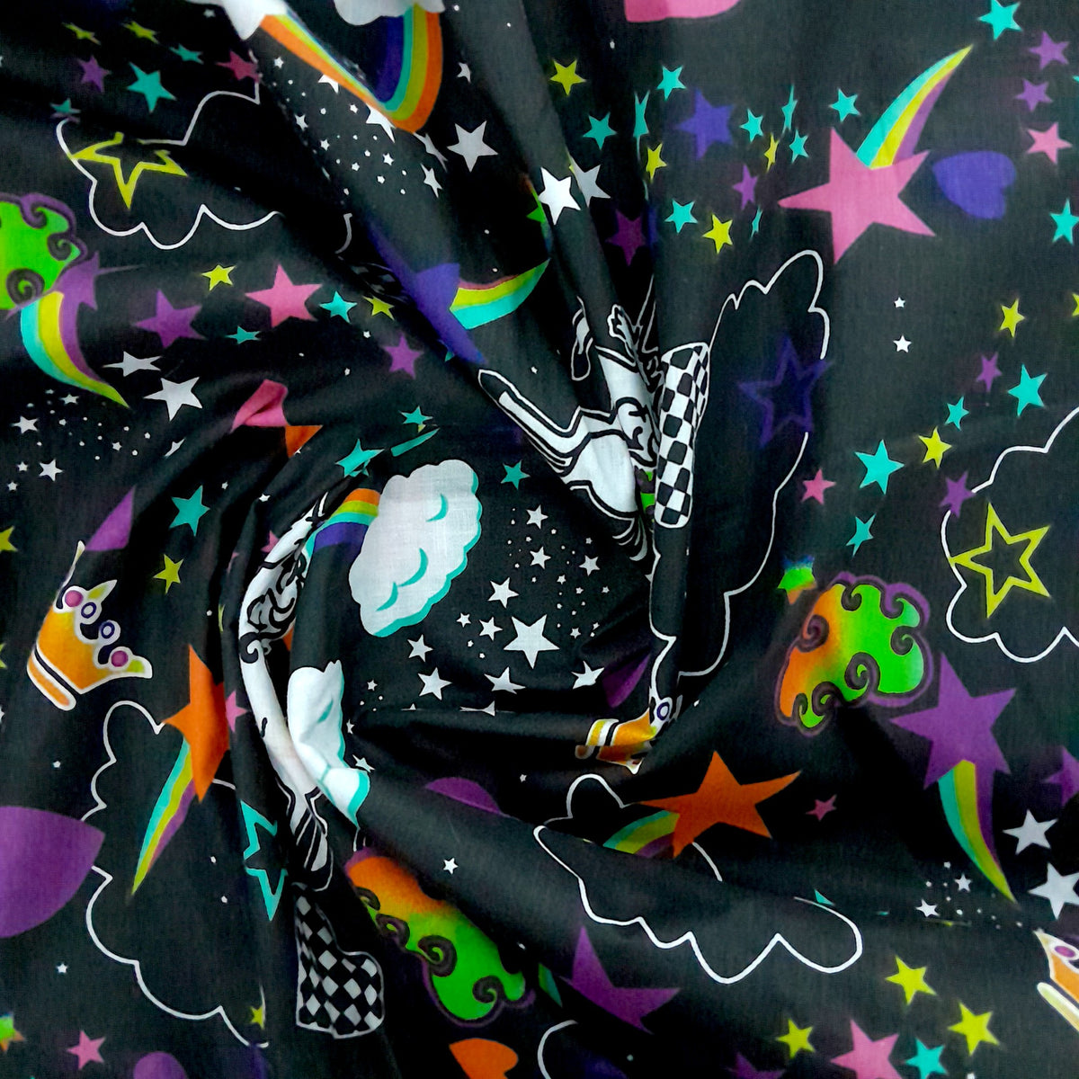 PTD Poly Cotton Funky Unicorn Fabric  240 cm