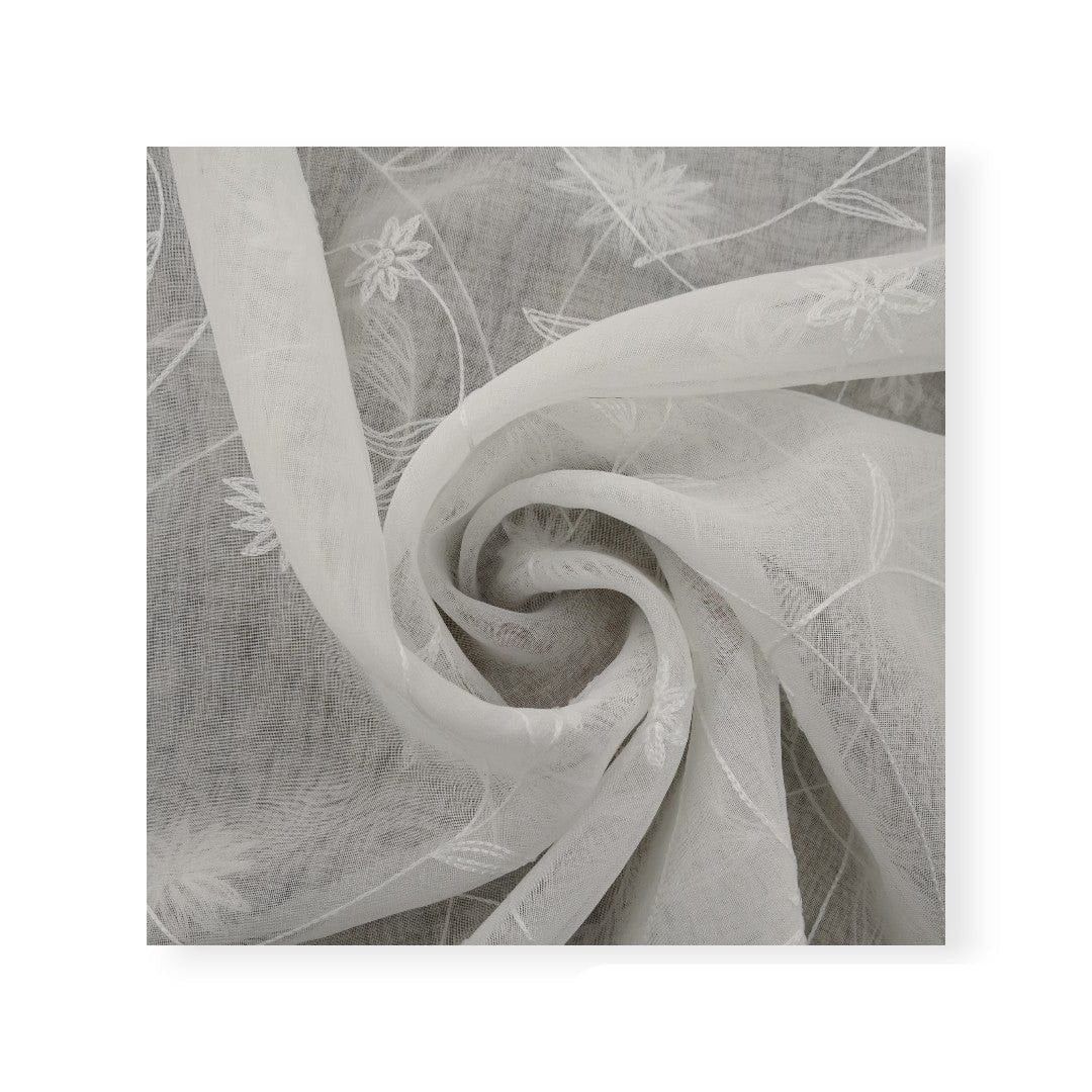 Unique Loom Lace & Voile Fabrics EMB Linen Voile D#1 Cream