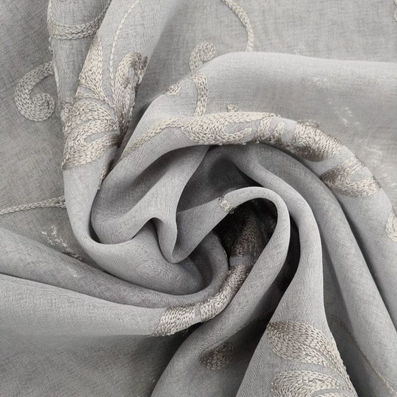 Unique Loom Lace & Voile Fabrics Fabric EMB Linen Voile D#1 Grey 280 cm