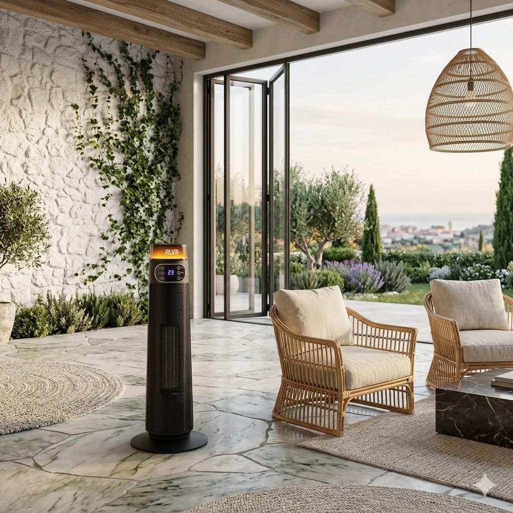 Alva - Electric - Tower Fan Heater - Light Effect.
